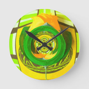 Horloge Ronde Magnifique conception graphique florale de rose ja