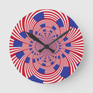 Horloge Ronde Magnifique Drapeau des États-Unis Kaleidoscope Inc