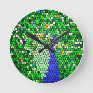 Horloge Ronde Magnifique Peacock mosaïque cadeaux d'art customis