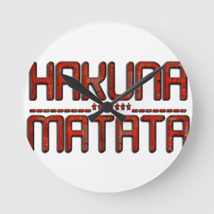 Horloge Ronde Magnifique texte Hakuna Matata en relief rouge inc
