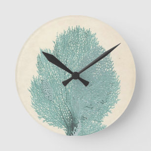 Horloge Ronde Magnifique Turquoise/Aqua Coral