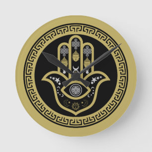 Horloge Ronde Main de Hamsa Protection contre le Mauvais Œil