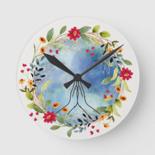 Horloge Ronde Mains en prière aquarelle