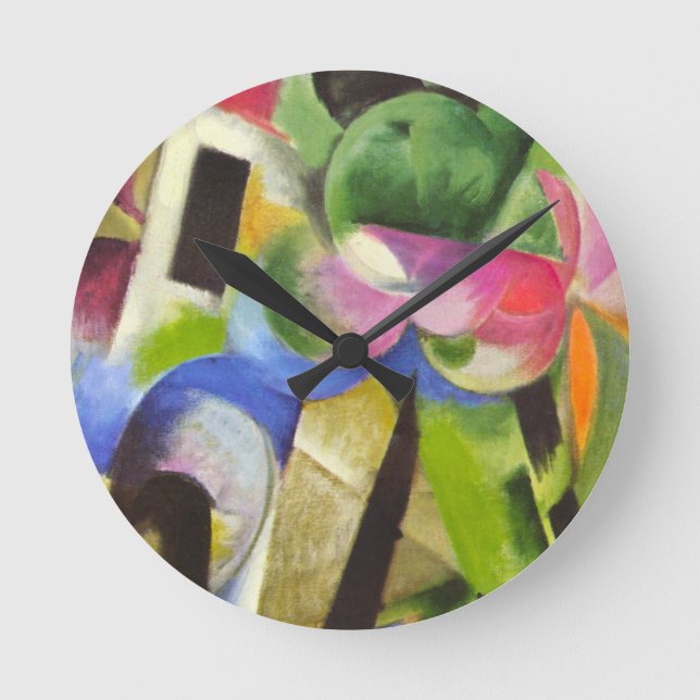 Horloge Ronde Maison avec arbres de Franz Marc, Art Vintage (Recto)