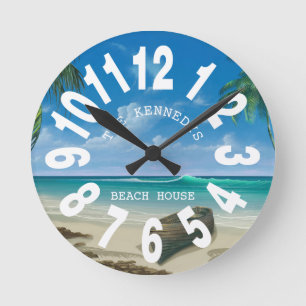 Horloge Ronde Maison de la plage côtière Nom de famille Nombre