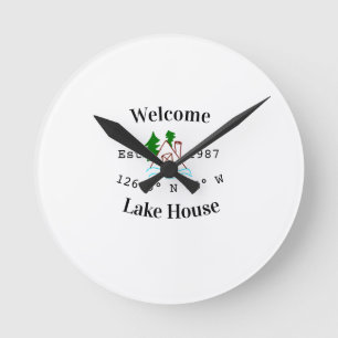 Horloge Ronde Maison de lac de bienvenue coordonnées année monta