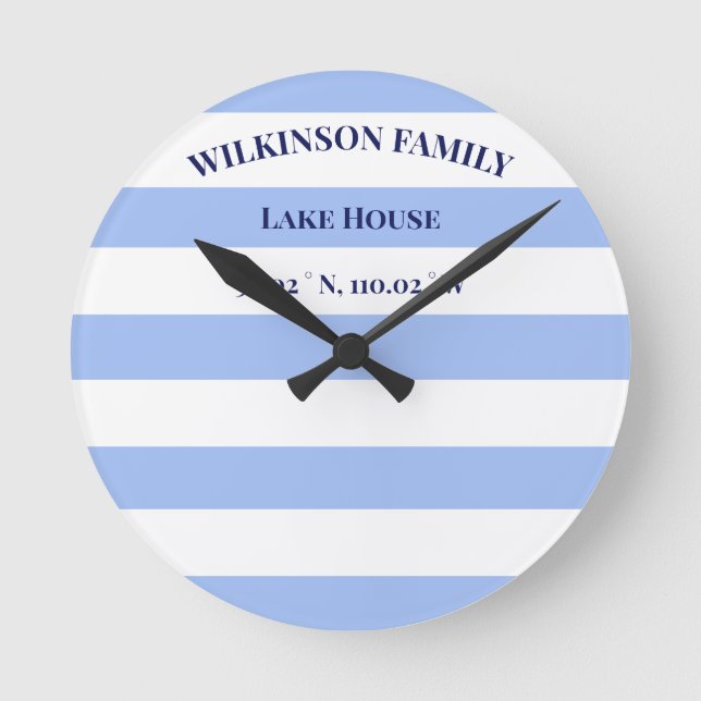 Horloge Ronde Maison de lac sur mesure Bleu (Recto)
