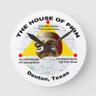 Horloge Ronde Maison de Prin Fasthouse Rabbits PoPo Denton Texas