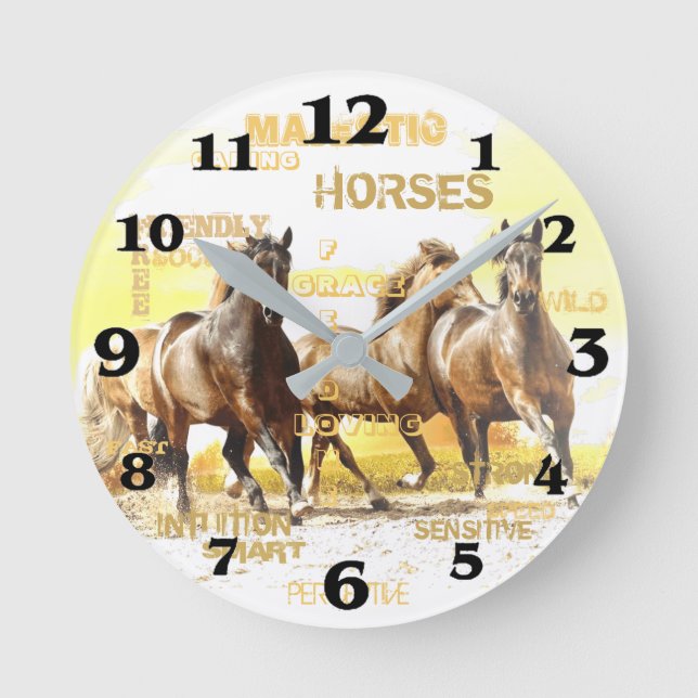 Horloge Ronde Major Horses Round Wall Clock (Recto)