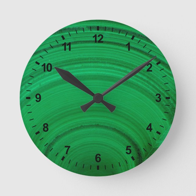 Horloge Ronde Malachite verte en gros plan (Recto)