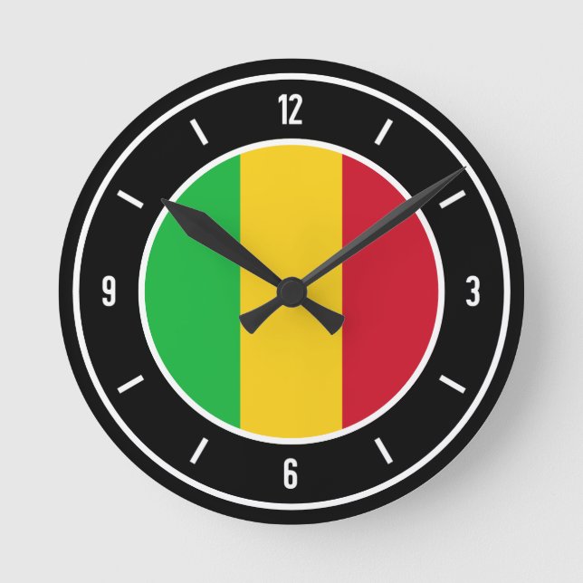 Horloge Ronde Mali Drapeau élégant rond (Recto)