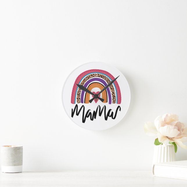Horloge Ronde Mama Leopard Rainbow (Maison)