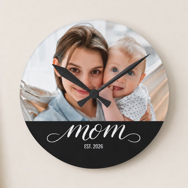 Horloge Ronde Maman a établi un script blanc moderne (Créateur téléchargé)