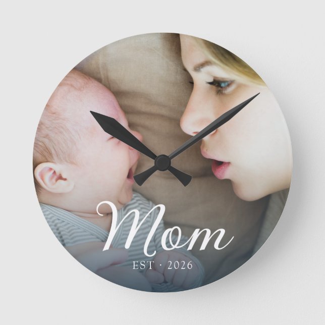 Horloge Ronde Maman a établi un script photo blanc (Recto)