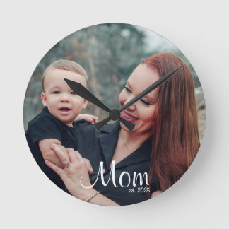 Horloge Ronde Maman a établi une photo de script blanc moderne