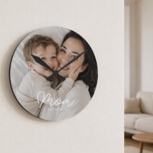 Horloge Ronde Maman a établi une photo de script blanc moderne