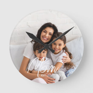 Horloge Ronde Maman a établi une photo de script blanc moderne