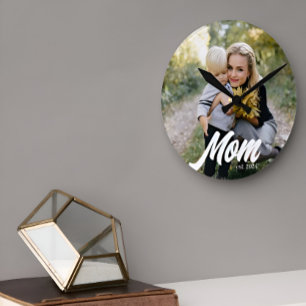 Horloge Ronde Maman Etabli Moderne Texte Blanc Photo