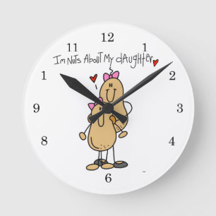Horloge Ronde Maman - Fou de ma fille T-shirts et Cadeaux