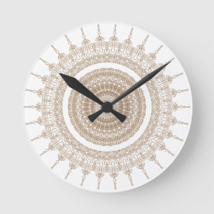 Horloge Ronde Mandala Bohemian White Boho
