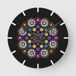 Horloge Ronde Mandala coloré