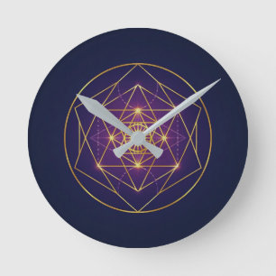 Horloge Ronde Mandala Doré Céleste — Équilibre dans l'Infini