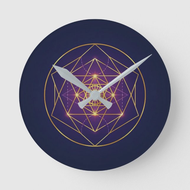 Horloge Ronde Mandala Doré Céleste — Équilibre dans l'Infini (Recto)
