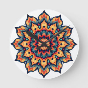 Horloge Ronde Mandala en blanc