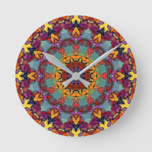 Horloge Ronde Mandala en kaléidoscope fractal - Motif-64351