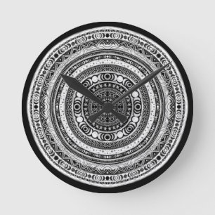 Horloge Ronde Mandala, enfant de lune, sorcière à trois lunes