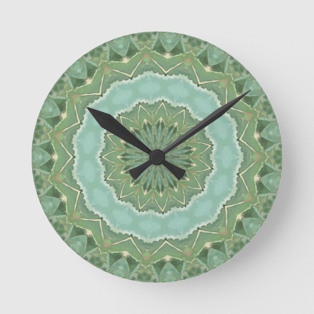 Horloge Ronde Mandala Succulent (Recto)
