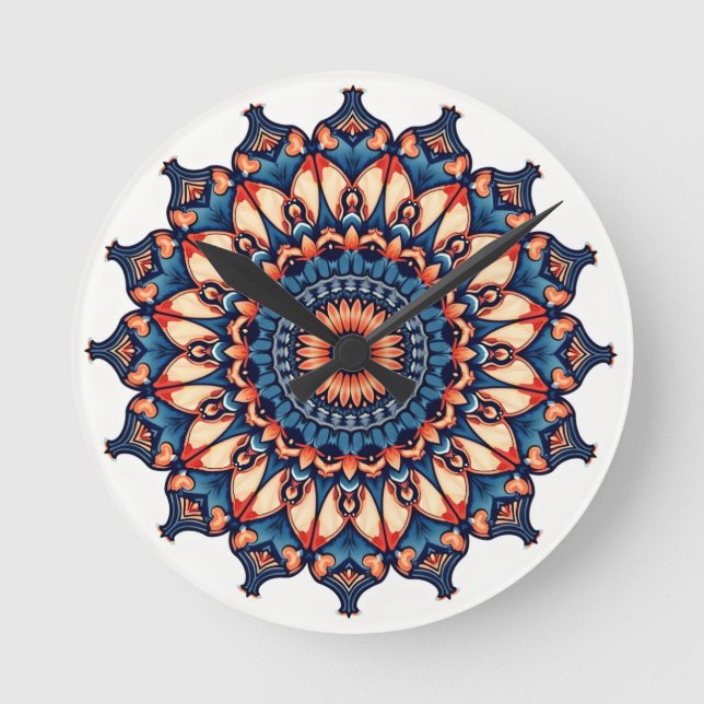 Horloge Ronde Mandala sur blanc (Recto)