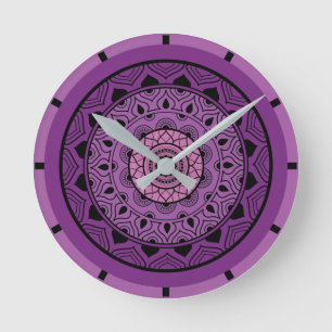 Horloge Ronde Mandala violet