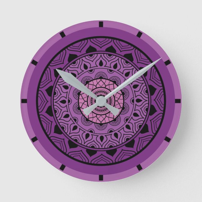 Horloge Ronde Mandala violet (Recto)
