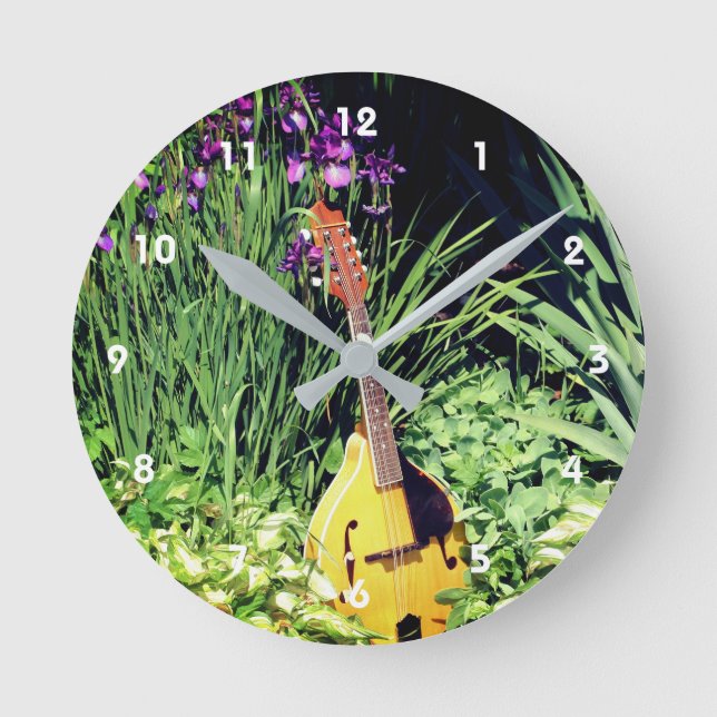 Horloge Ronde Mandolin Et Iris Flower Garden   (Recto)