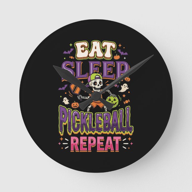 Horloge Ronde Manger Dormir Pickleball Répéter Pickleball  (Recto)