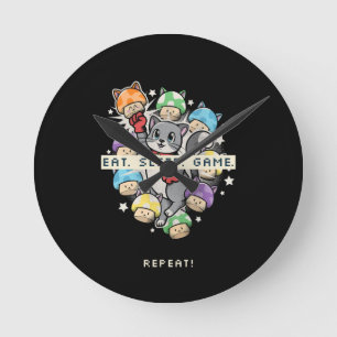 Horloge Ronde Mangez, Dormir, Jeu, Répéter