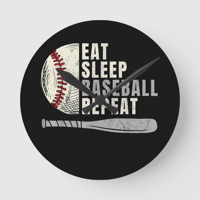 Horloge Ronde Mangez Sleep Baseball Répéter Funny Baseball Playe (Recto)