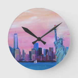 Horloge Ronde Manhattan Skyline with Statue of Liberty