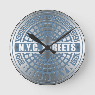 Horloge Ronde Manhole Cover Brooklyn Blue