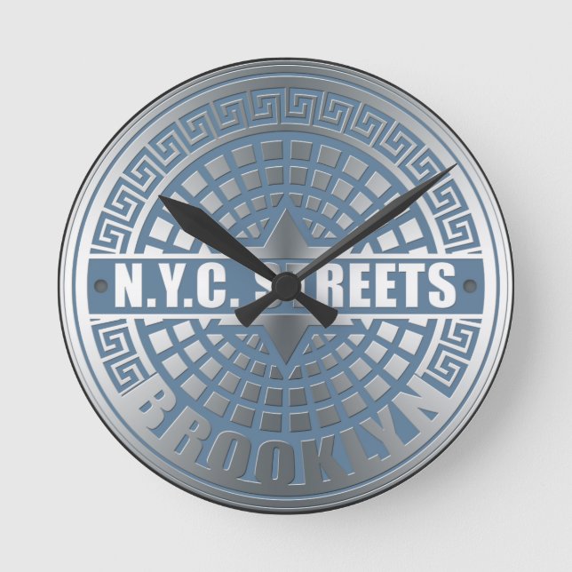 Horloge Ronde Manhole Cover Brooklyn Blue (Recto)