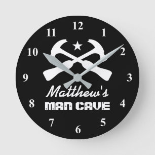 Horloge Ronde Manly marteau logo voiture garage ou mancave mural