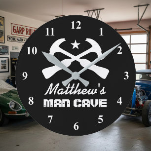 Horloge Ronde Manly marteau logo voiture garage ou mancave mural