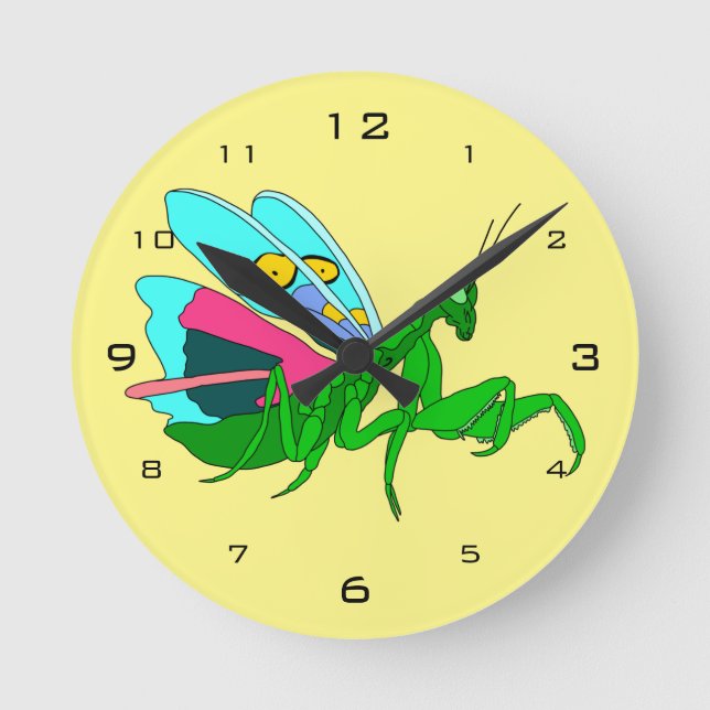 Horloge Ronde Mantis de prière colorée (Recto)