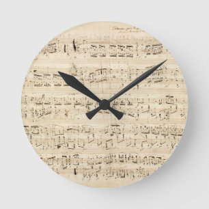 Horloge Ronde Manuscrit de la Chopin de musique de la feuille d'