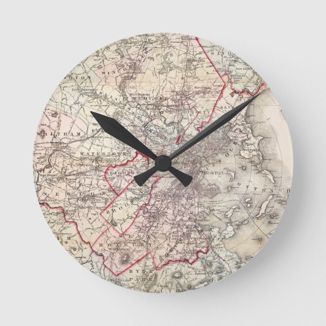 Horloge Ronde Map: Boston, 1883 (Recto)