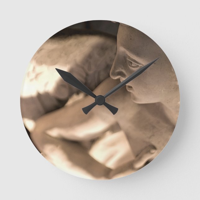 Horloge Ronde Marble Angel Sculpture Art Imprimer (Recto)