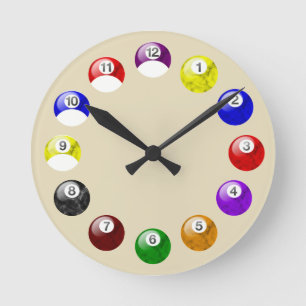 Horloge Ronde Marble Ball Tan Felt Pool Clock