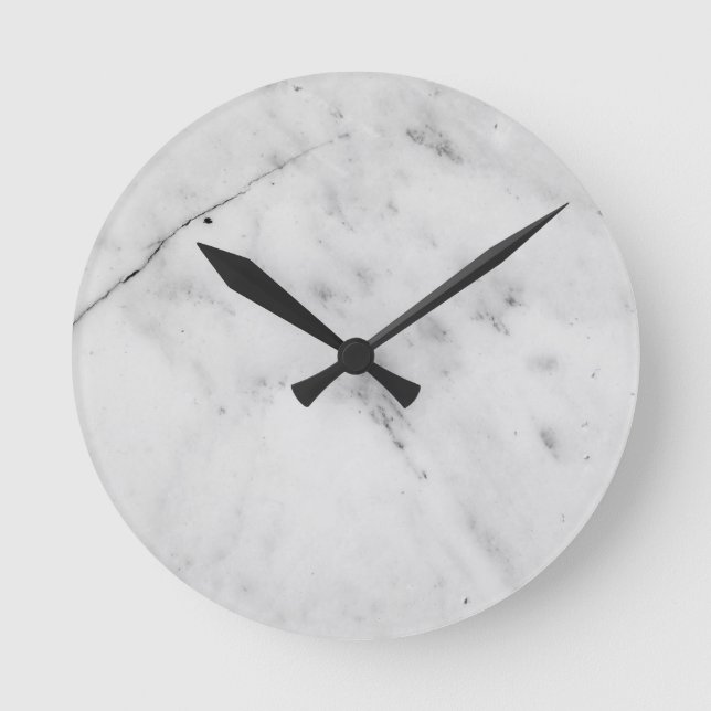 Horloge Ronde Marbre blanc Glam #1 #marbre #décoration #art (Recto)