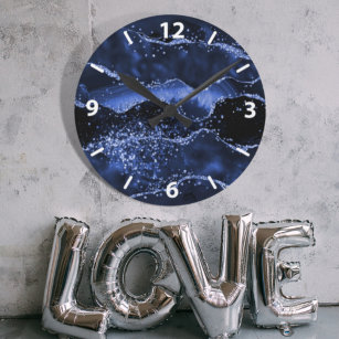 Horloge Ronde marbre bleu marine